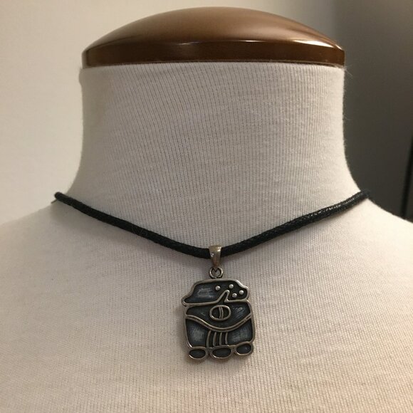 July Mayan Calendar Stamped Silver Taxco Pendant - Picture 1 of 9